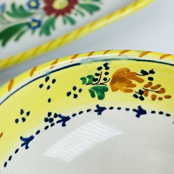 Italy Pottery Majolica Snack Set Tray Cup Galletto Rooster Design Terracotta VTG - Picture 13 of 16